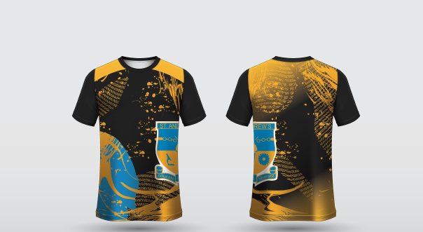 ST1 – Black & gold – St Andrew's shirt, front and back