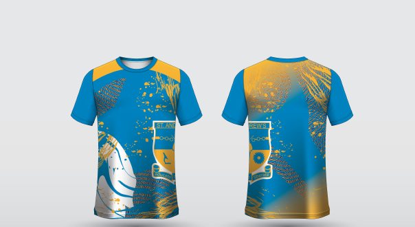 ST3 – Blue – St Andrew's shirt, front and back