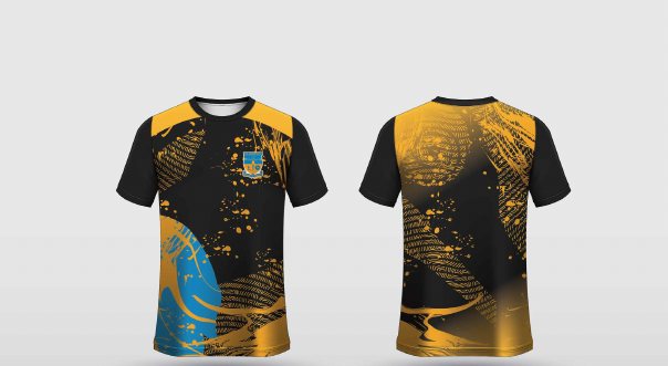 TC7 – Black splash – St Andrew's shirt, front and back